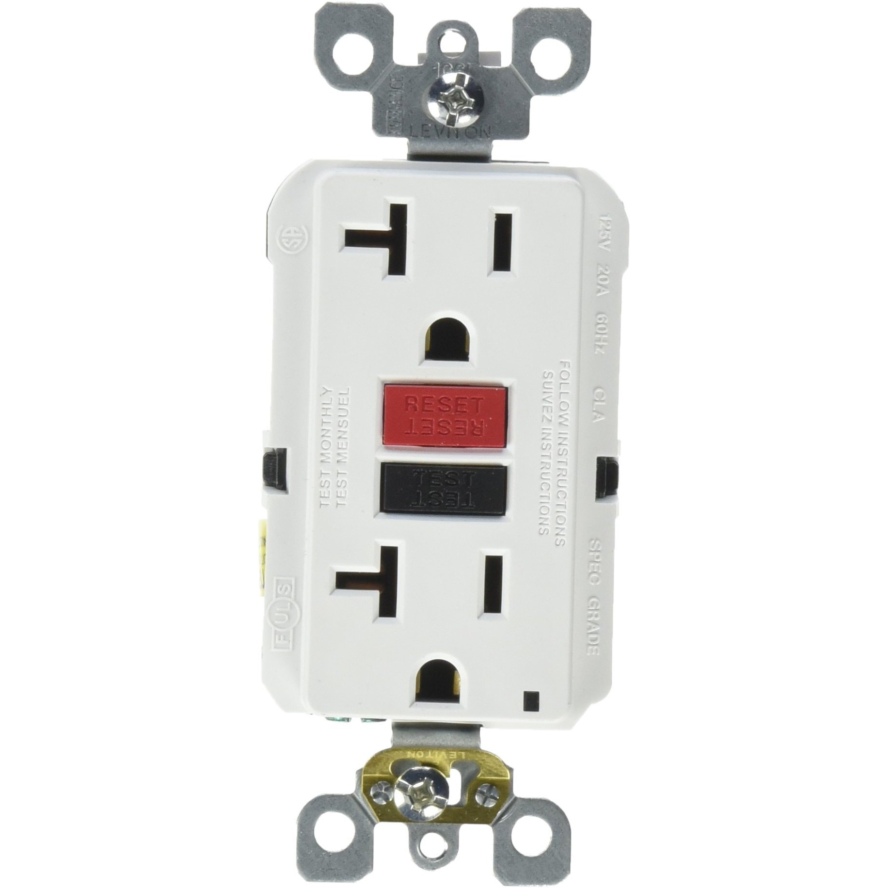 GFI RECPT W/R&B BUTN WHT (Pack of 1)