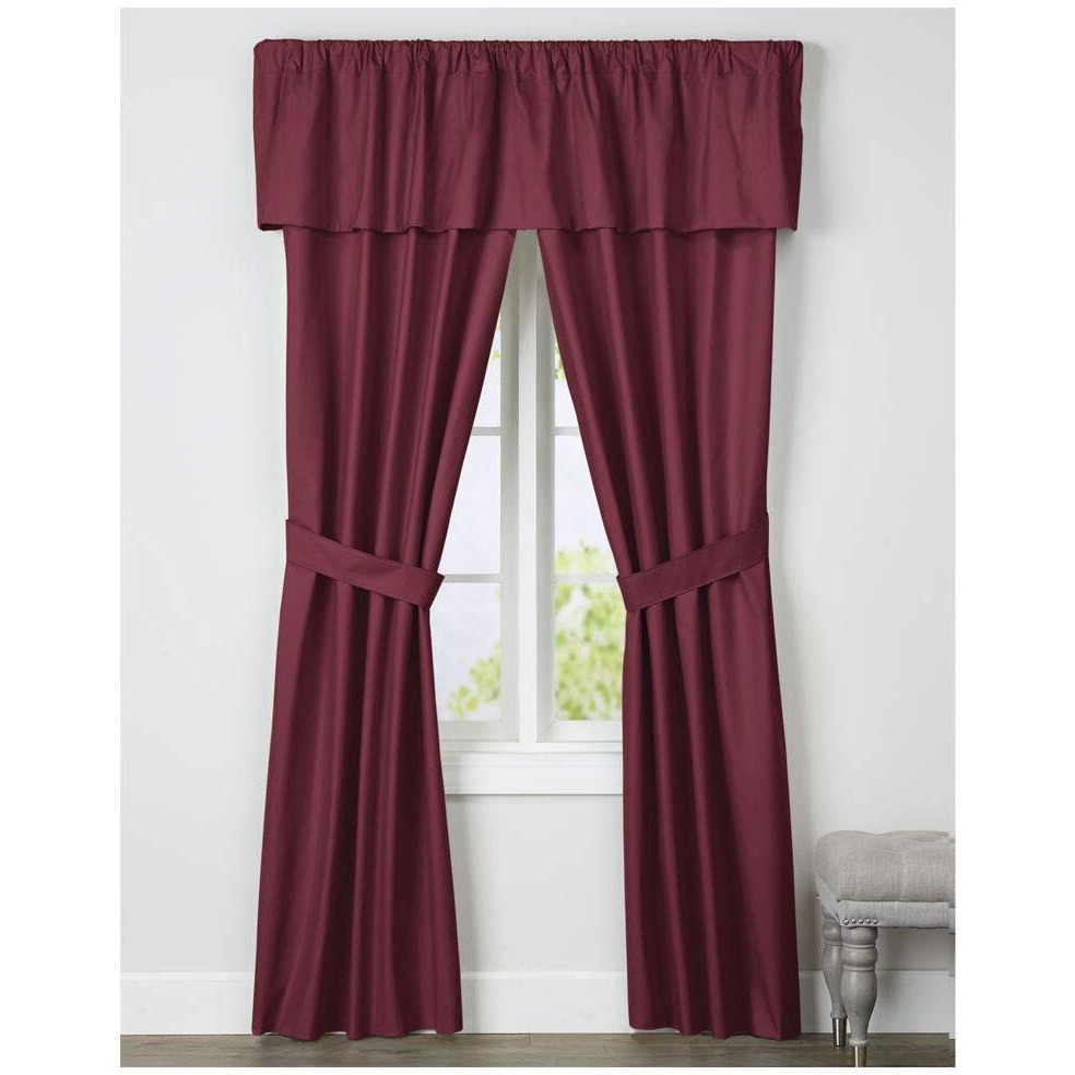 Prescott Rod Pocket Curtain Panel Window Dressing Set Measuring 80 x 63 in Burgundy