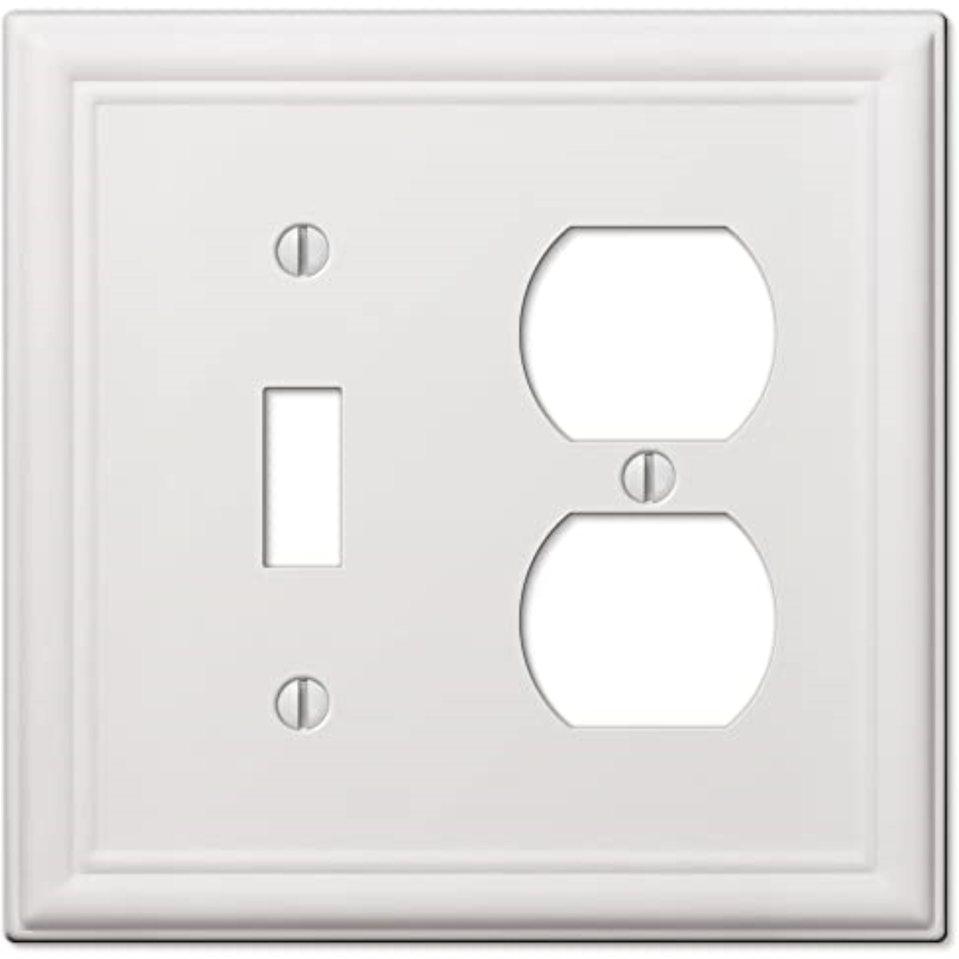 3009130 WALL PLT DPLX/TGL STL WH Amerelle Chelsea White 2 gang Stamped Steel Duplex/Toggle Wall Plate (Pack of 1)