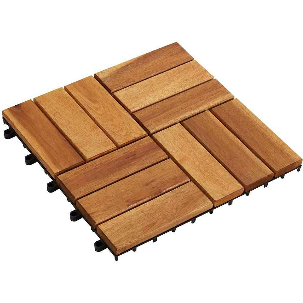 vidaXL 10 pcs Acacia Decking Tiles 11.8&quotx11.8"
