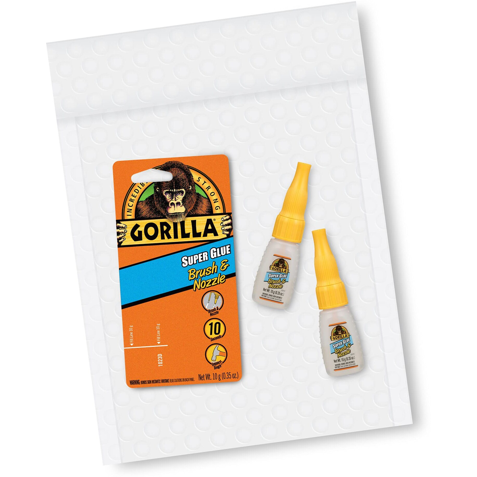 Gorilla Super Glue with Brush & Nozzle Applicator, 10 Gram, Clear, (Pack of 2)