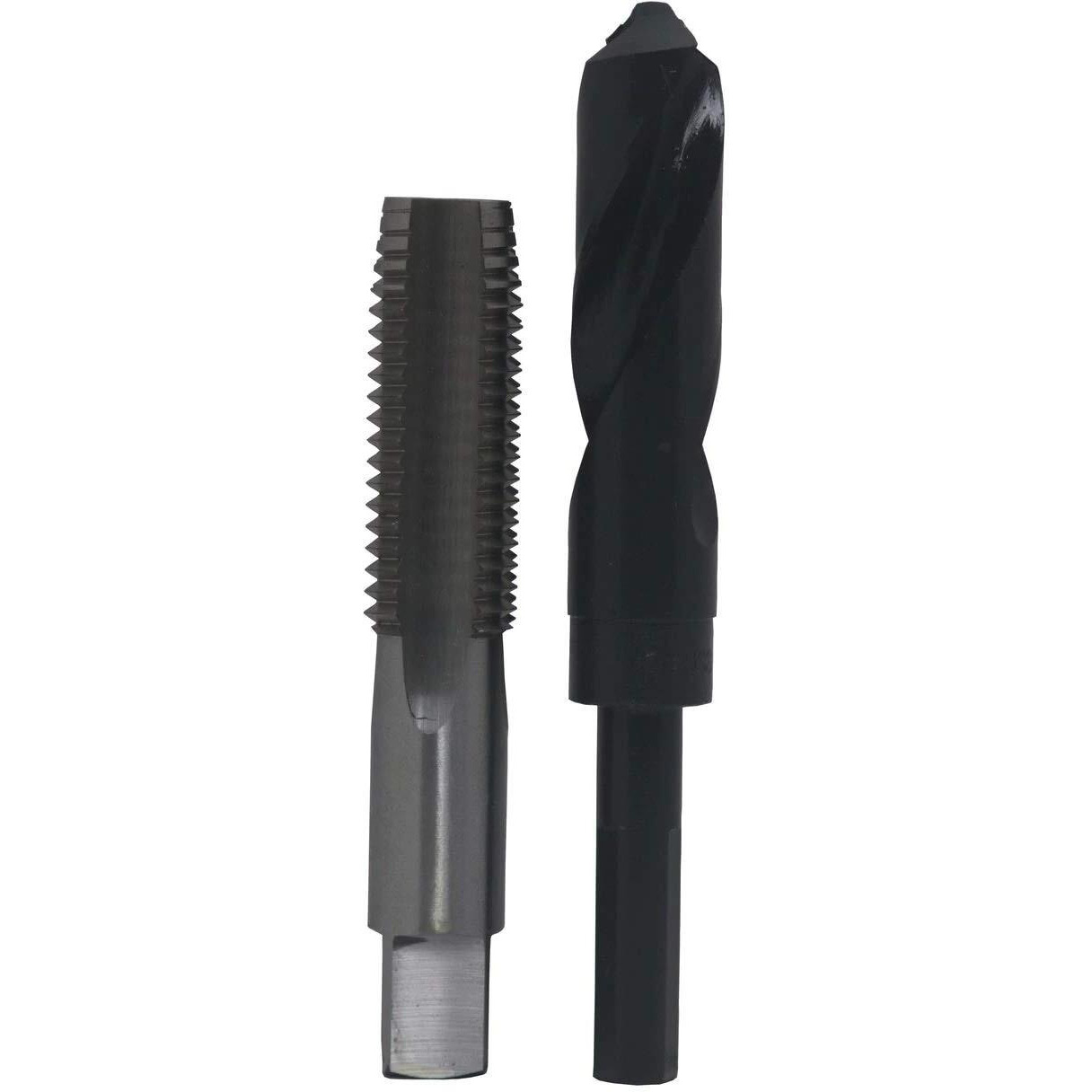 1"-8 HSS Plug Tap and matching 7/8" HSS 1/2" Shank Drill Bit in plastic pouch.