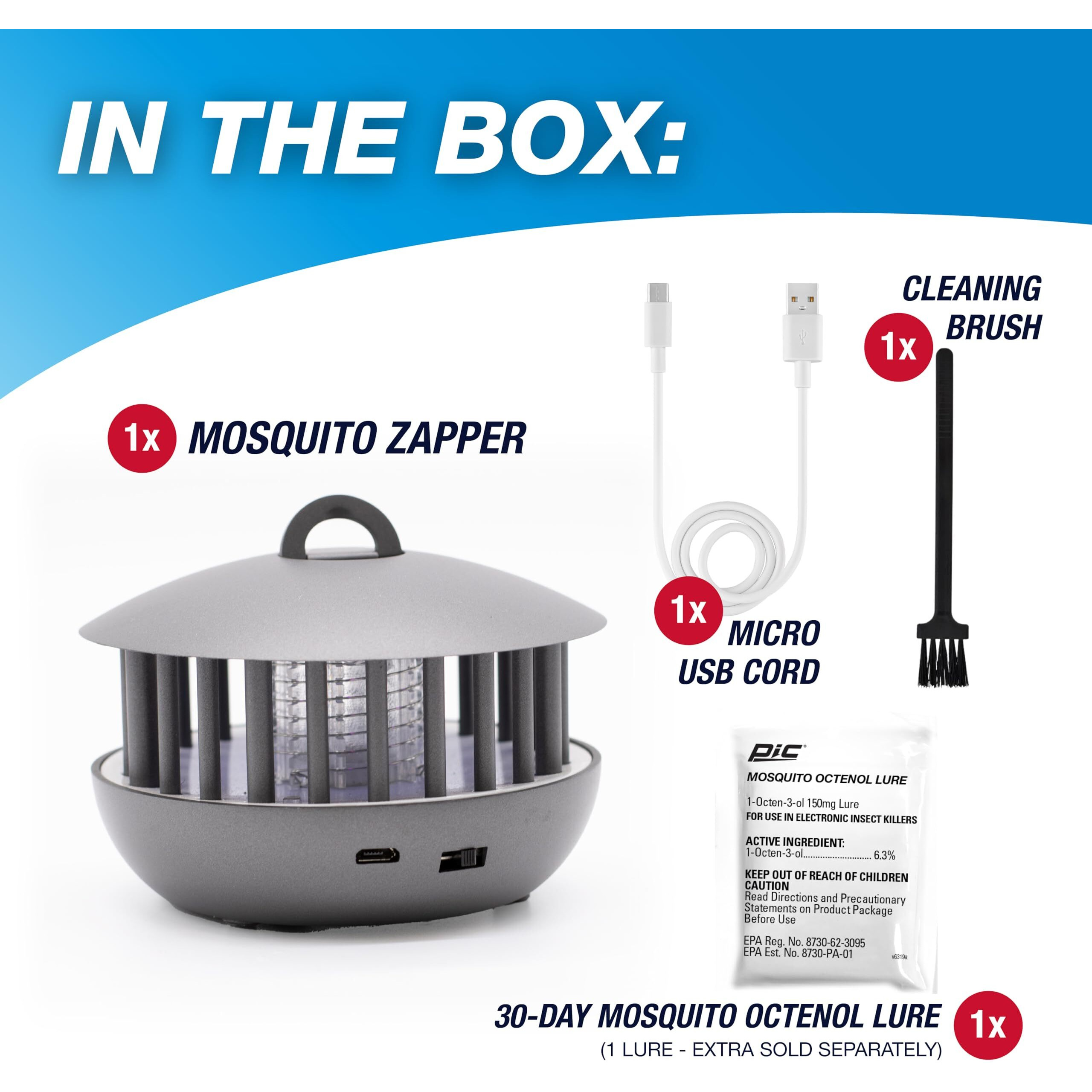 PIC PBZ 2-in-1 Portable Insect Zapper and Accent Light, Gray
