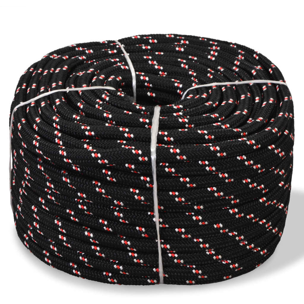 vidaXL Marine Rope Polypropylene 0.55" 1968.5" Black