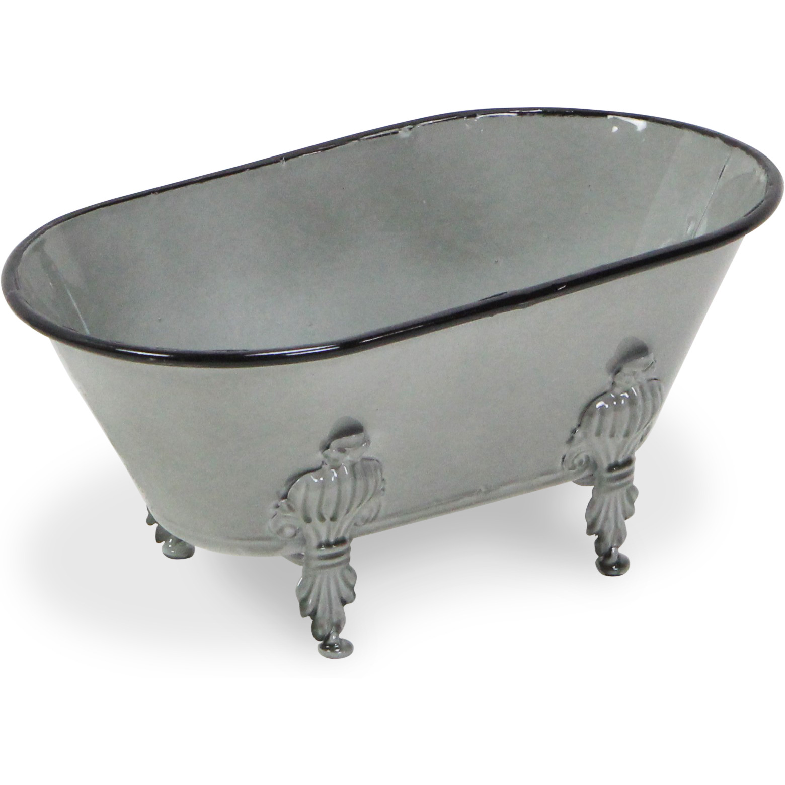 Lavande Metal Fleur-de-Lis Tub Decor - Small - Gray