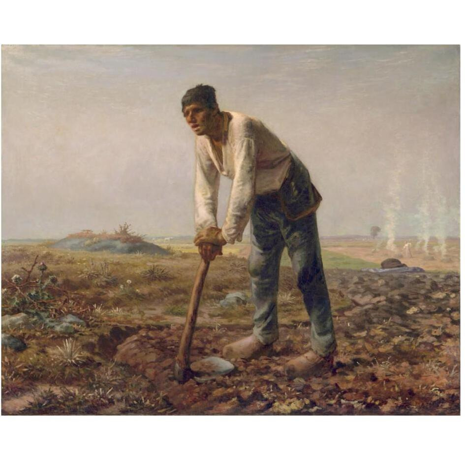 Man with a Hoe-Paper Art-30&quotx24"