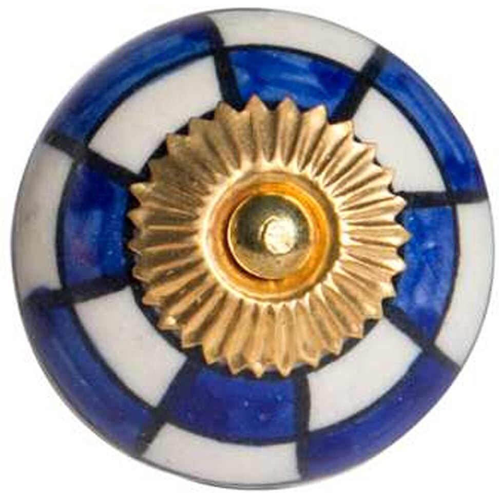 1.5" X 1.5" X 1.5" White Blue And Gold  Knobs 12 Pack