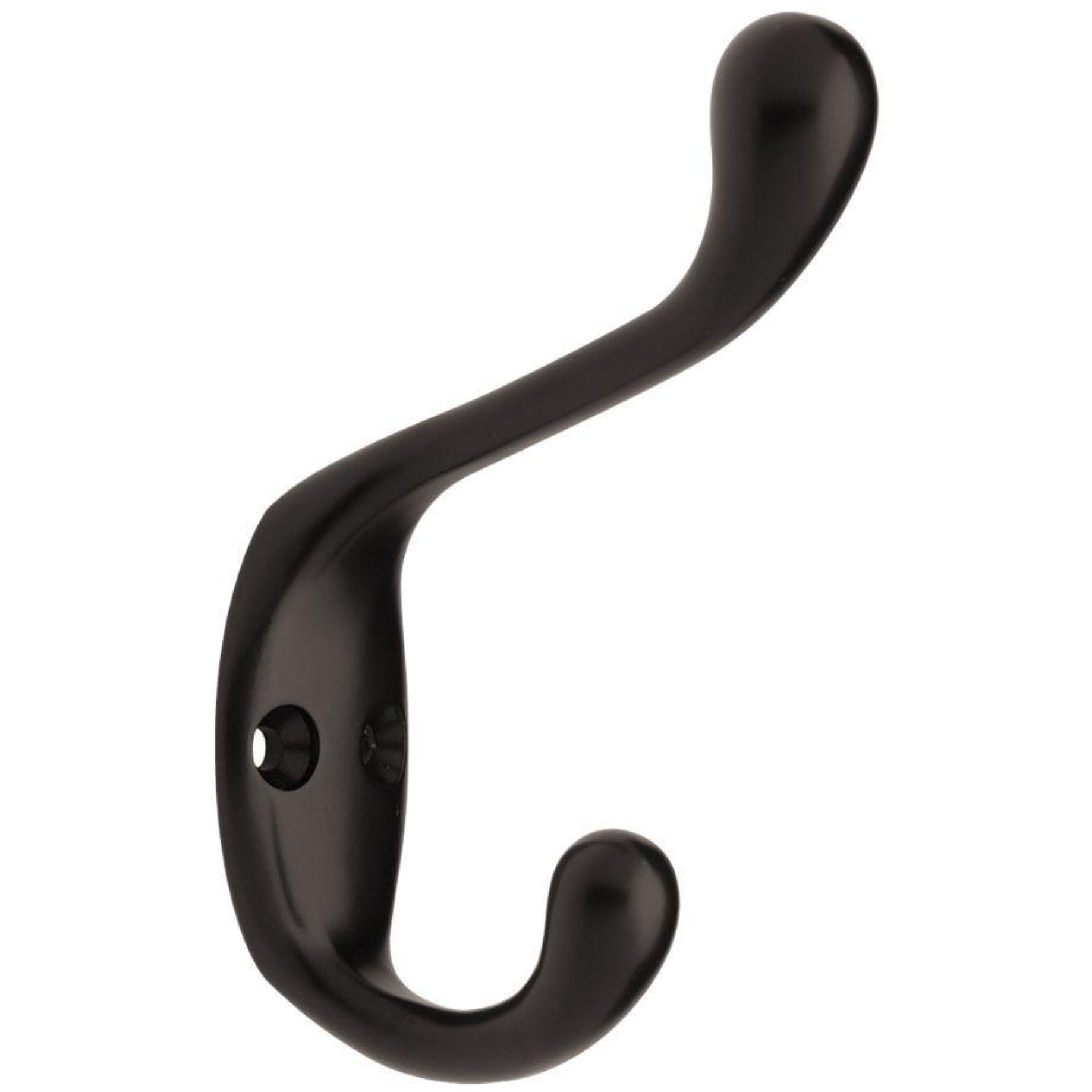 Wooden Mallet 2 Hook Coat Rack, Black Hooks, Black