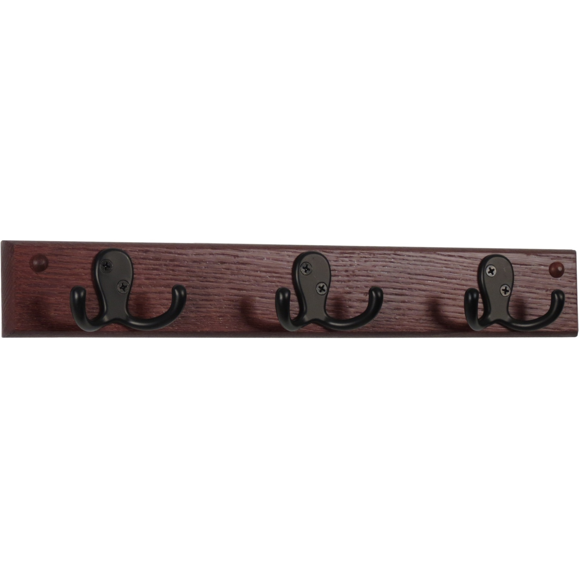 Wooden Mallet 3 Double Prong Hook Rail/Coat Rack, Black Hooks, Mahogany
