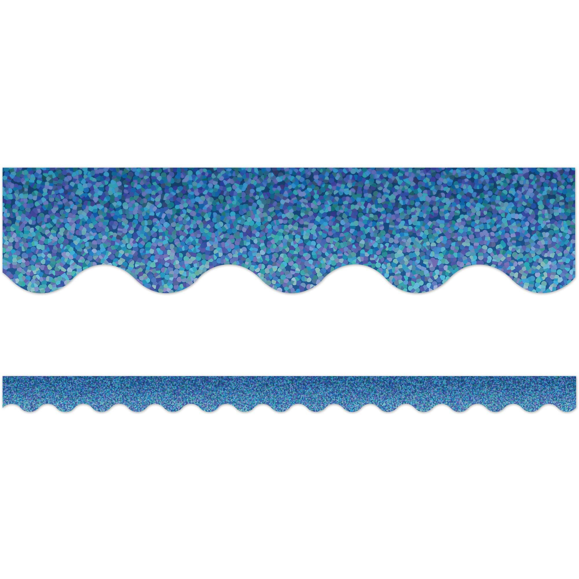 BLUE SPARKLE SCALLOPED BORDER TRIM