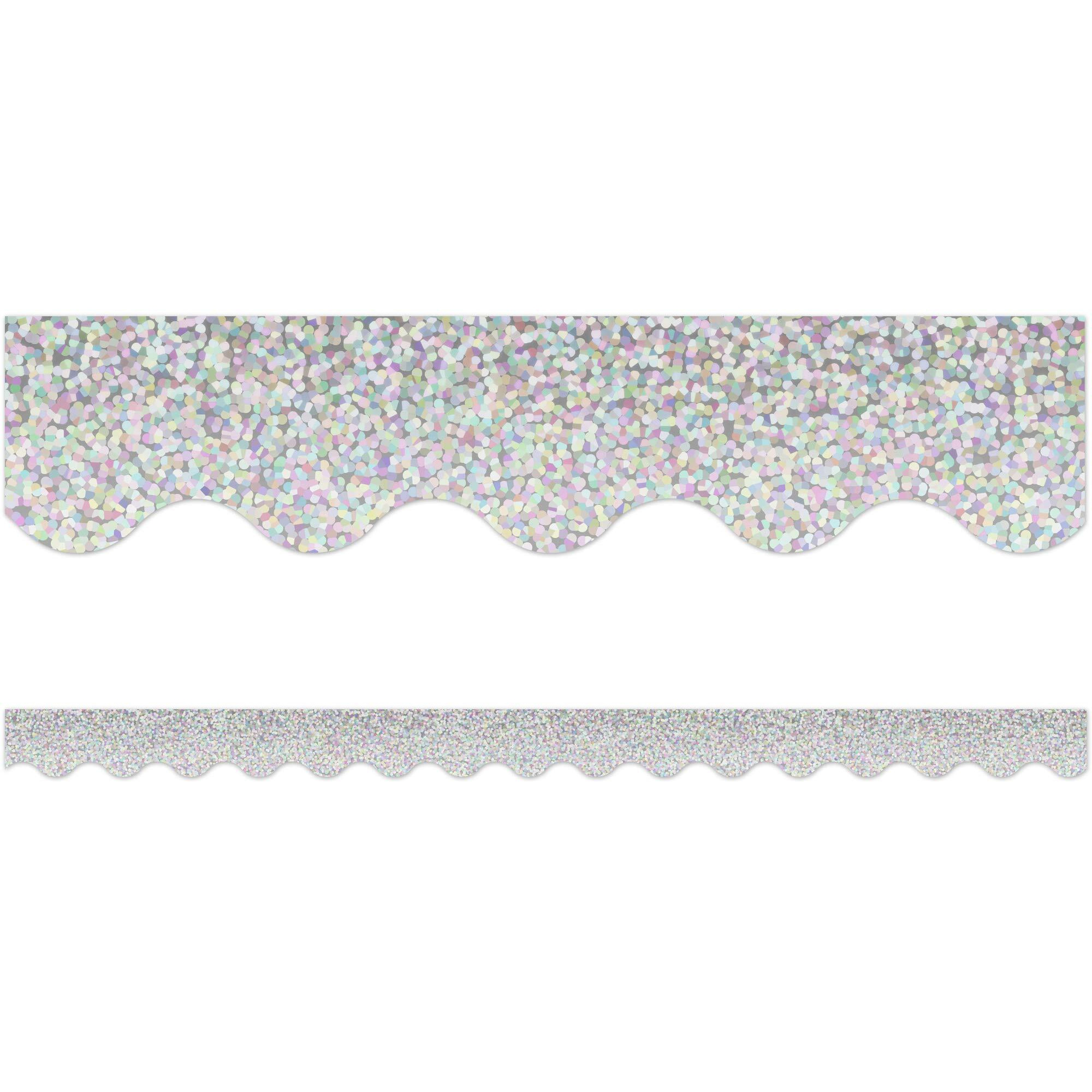 SILVER SPARKLE SCALLOPED BORDER