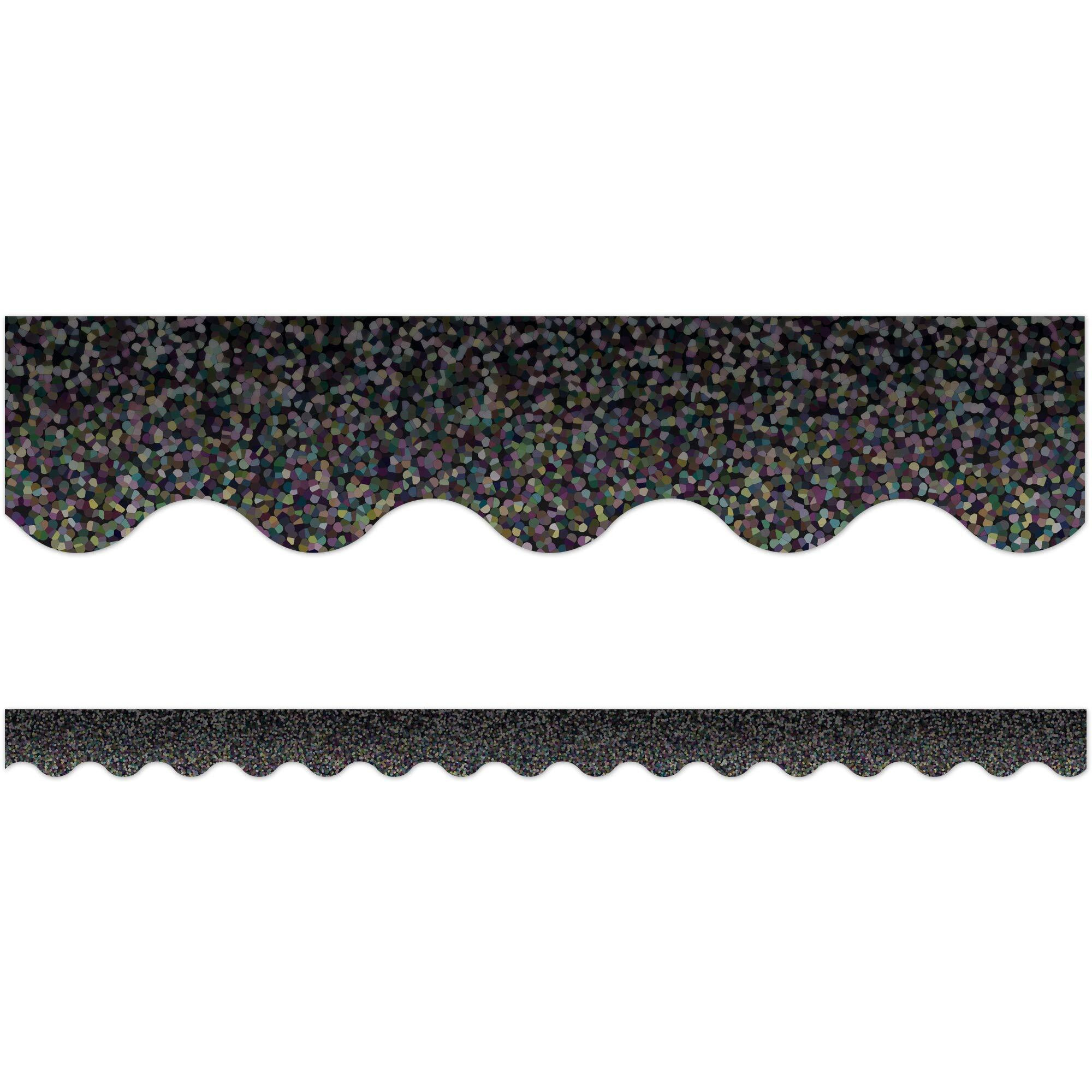 BLACK SPARKLE SCALLOPED BORDER TRIM