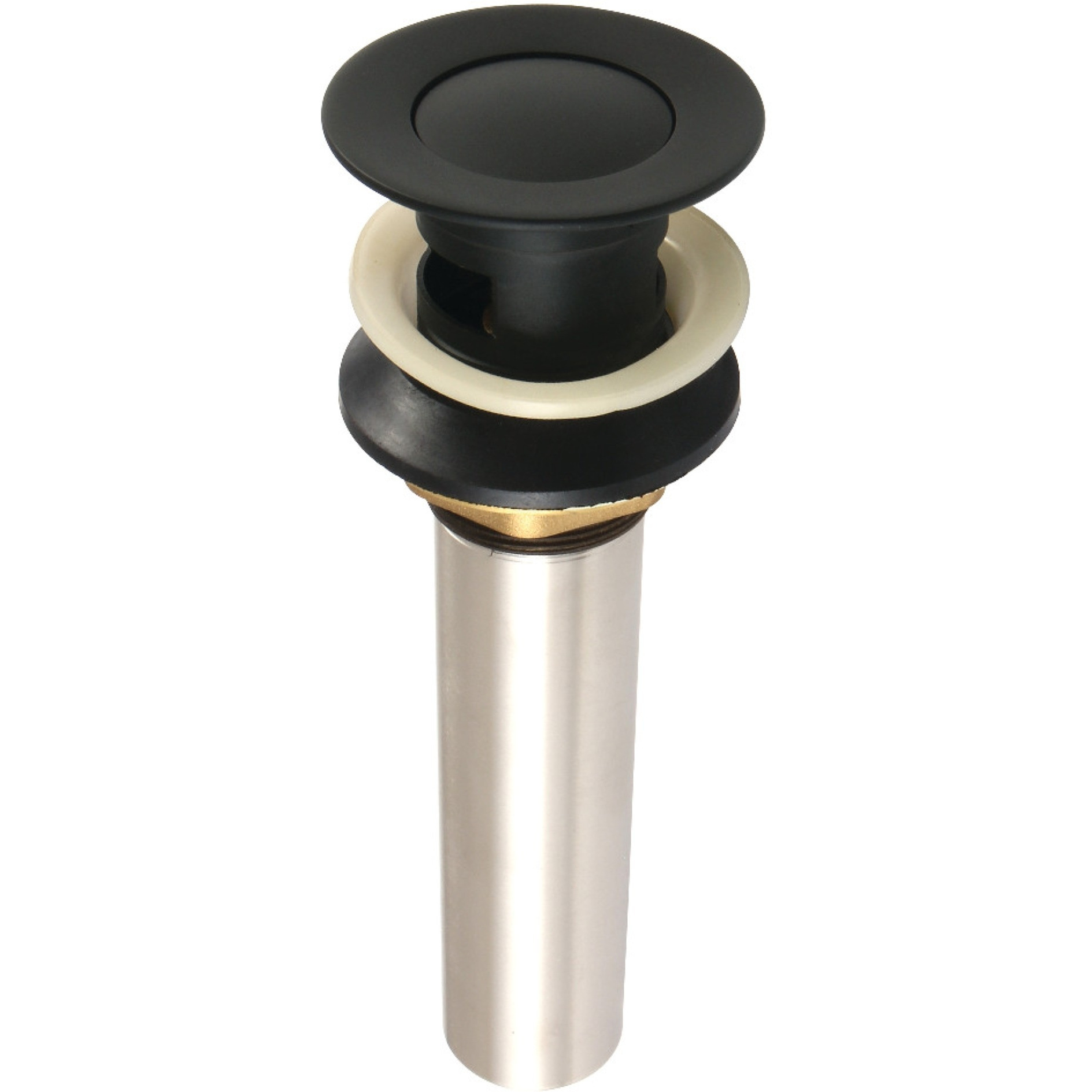 Kingston Brass KB6000 Complement Push-Up Drain with Overflow, Matte Black