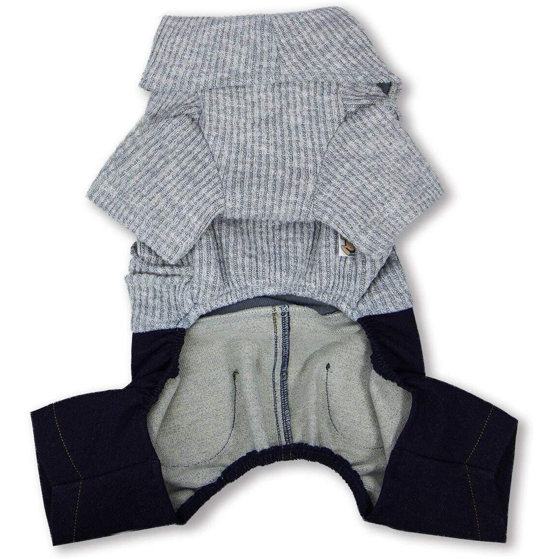 Touchdog Vogue Neck-Wrap Sweater and Denim Pant Outfit- X-Large/Navy