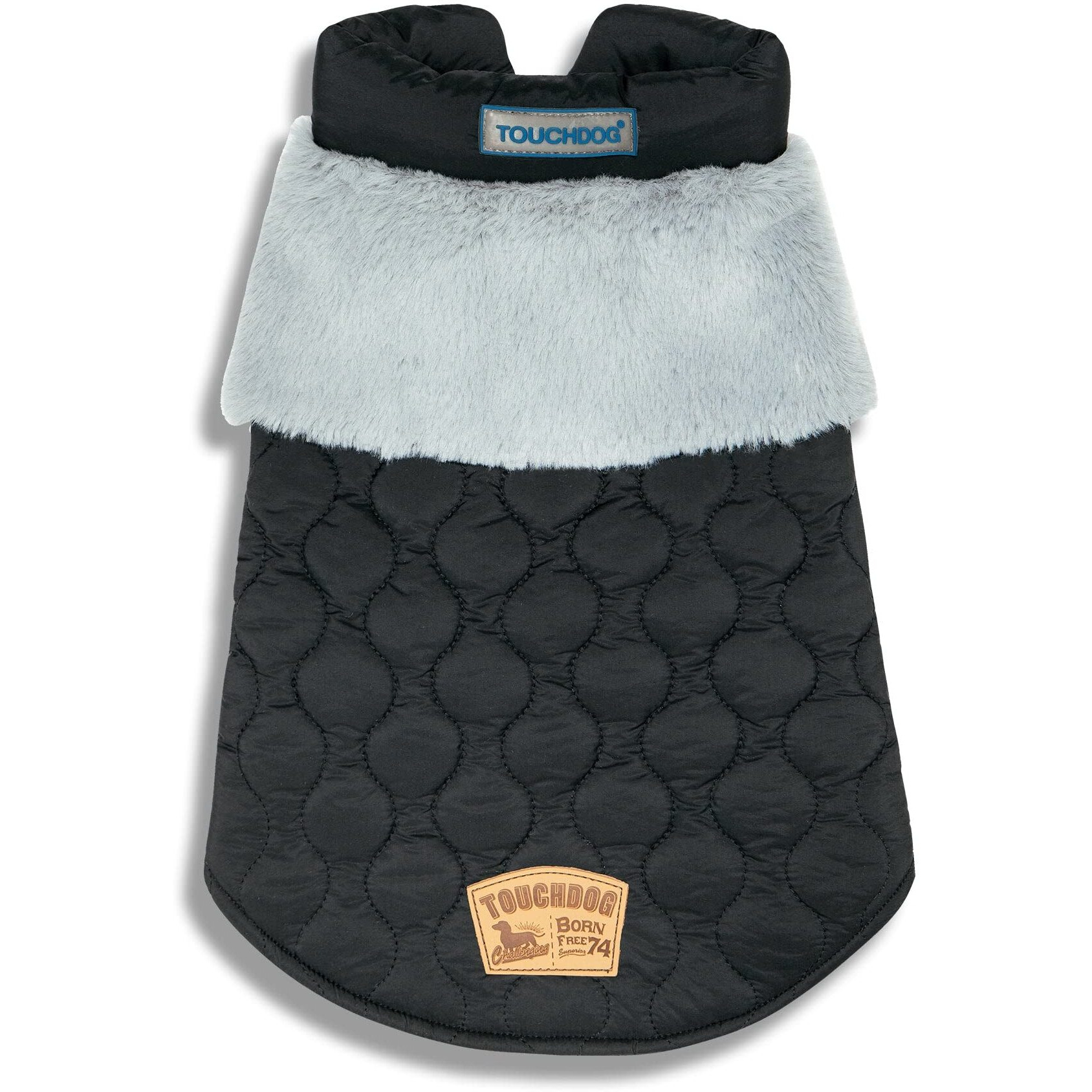 Touchdog Furrost-Bite Fur and Fleece Fashion Dog Jacket- X-Large/Black