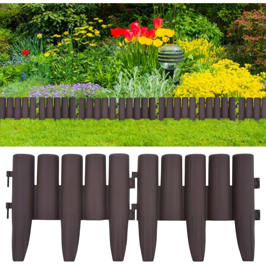 vidaXL Lawn Edgings 36 pcs Brown 393.7" PP