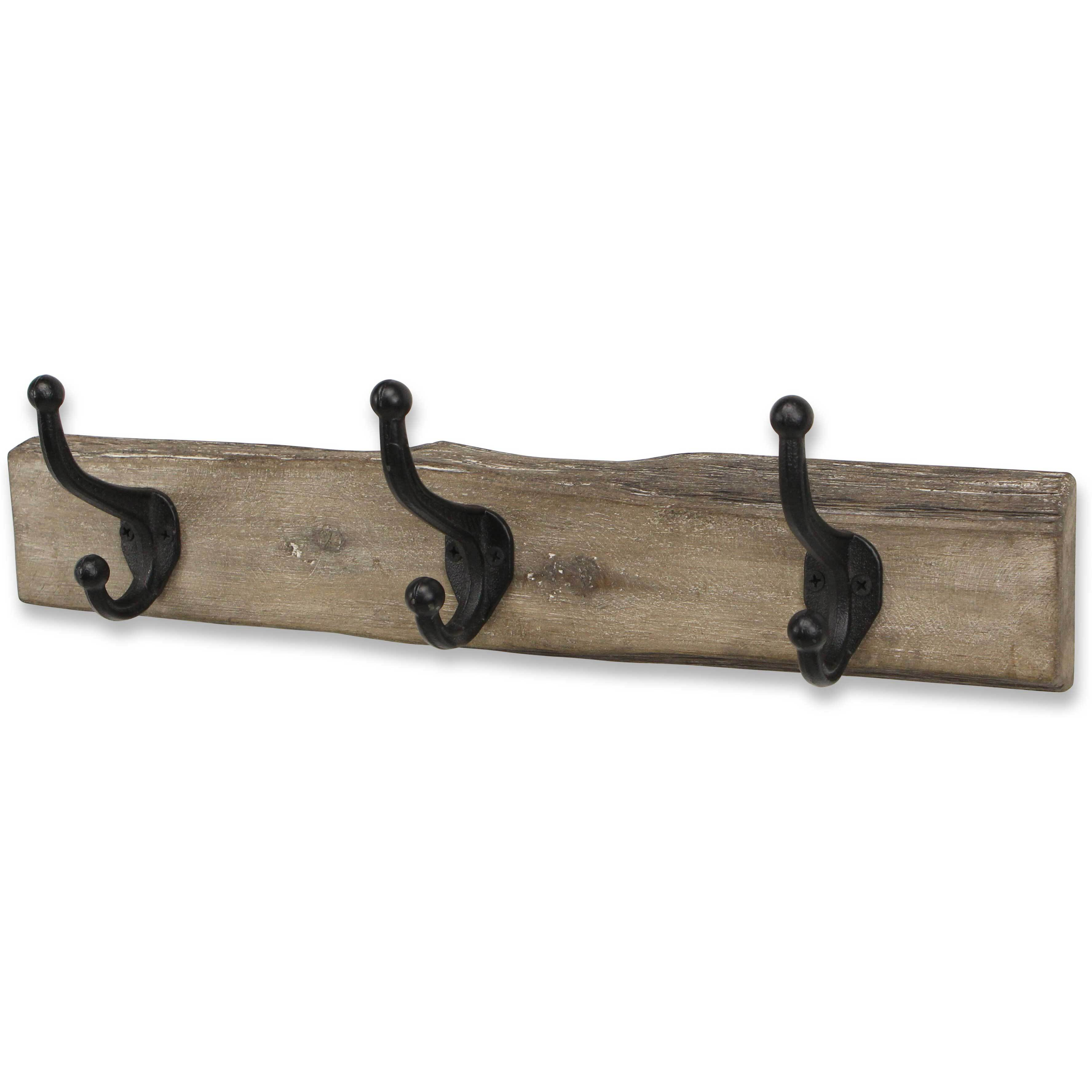 Gladys Rustic Wood 3 Hook Wall Organizer