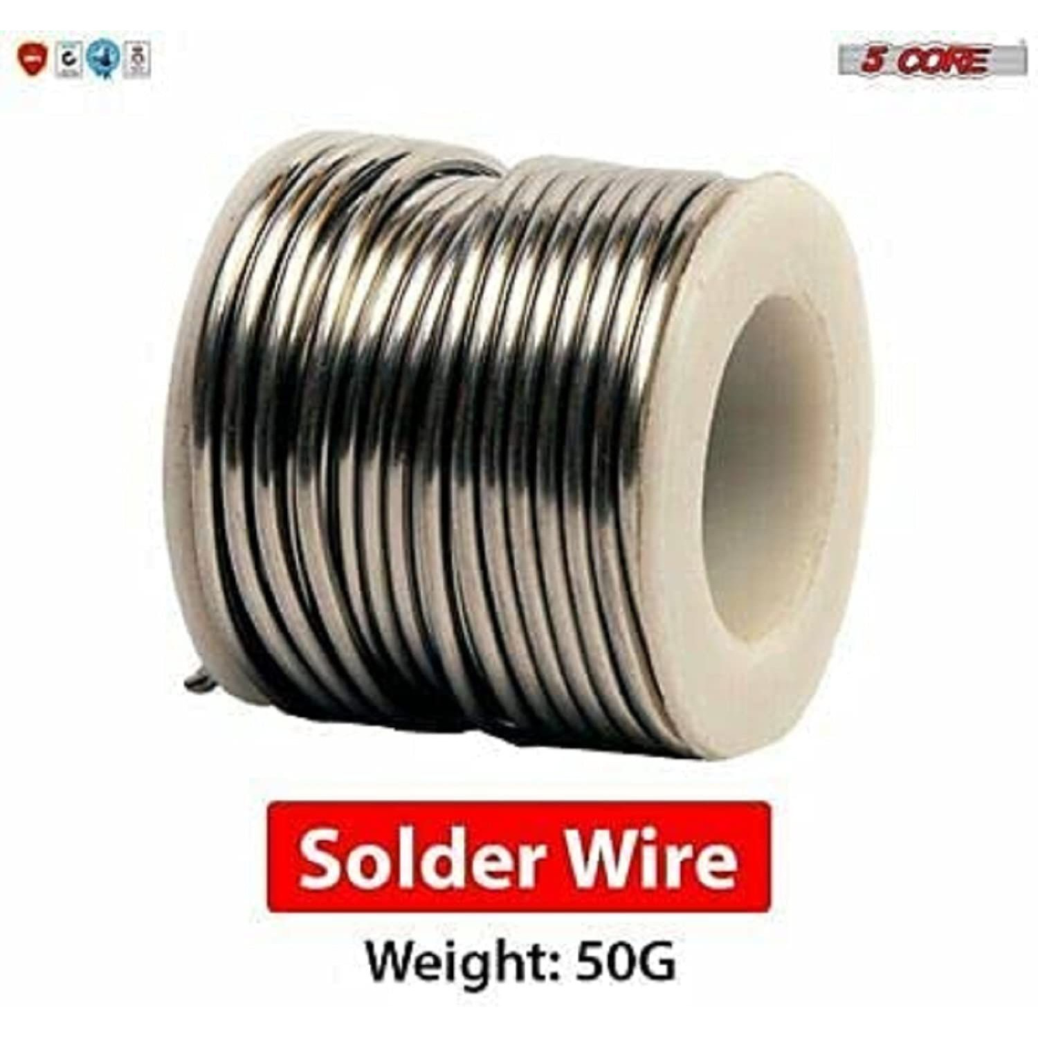 Solder Wire 5 Pack Rosin Core Flux Soldering Wire 63/37 63% Tin (Sn)37% Lead (Pb) 1 pc 50 gms 5 Core solder wireRatings Best Deal (5 Pieces)(D0102HX6MIT.)