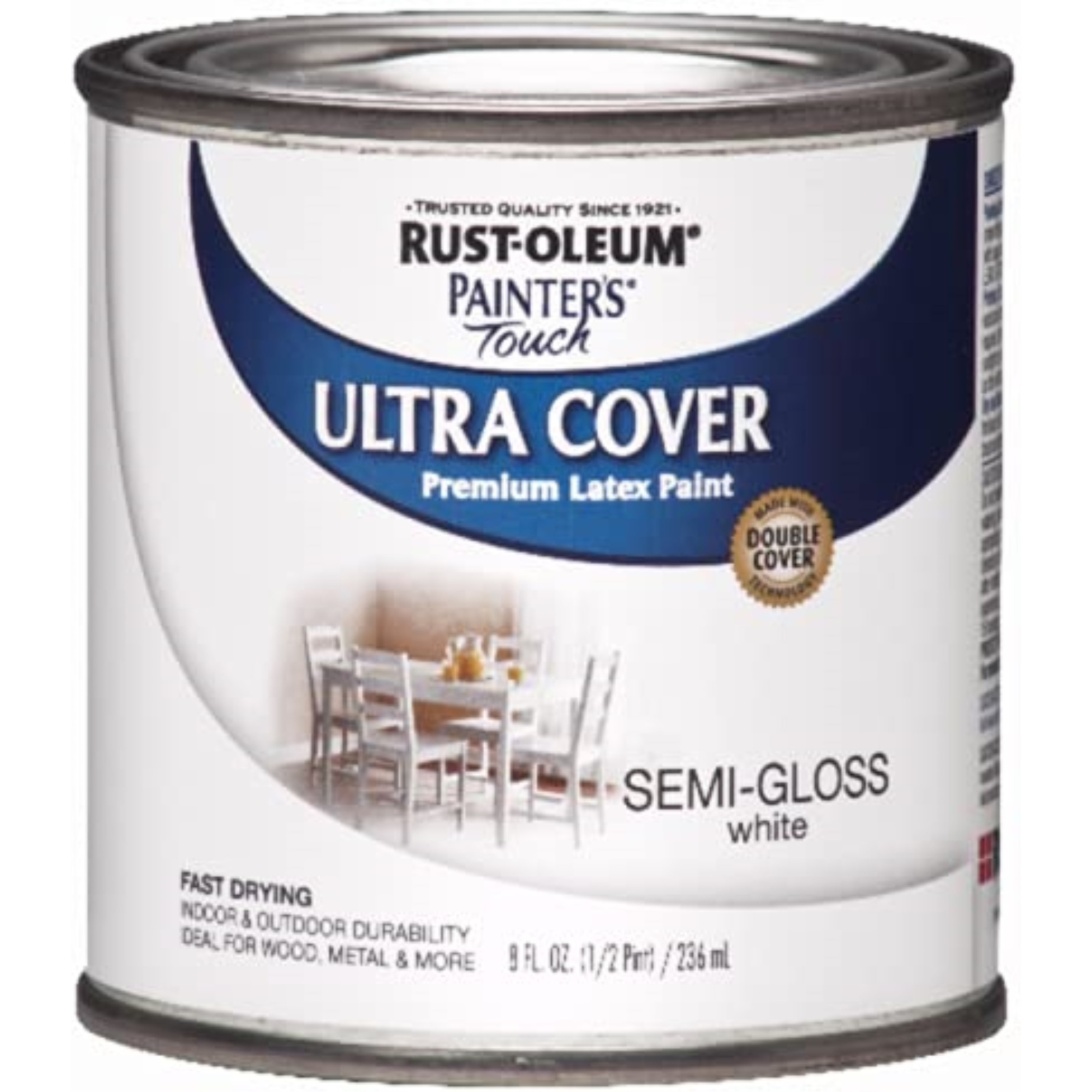 1534262 ULTRA CVR PNT WT SG .5PT Rust-Oleum Painters Touch Ultra Cover Semi-Gloss White Water-Based Ultra Cover Paint Exterior and In (Pack of 6)