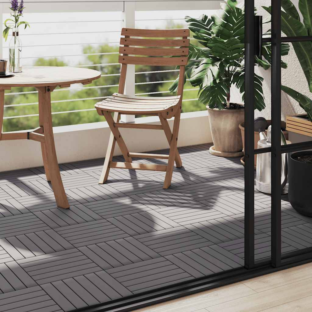 vidaXL Decking Tiles 10 pcs Gray Wash 11.8&quotx11.8" Solid Acacia Wood
