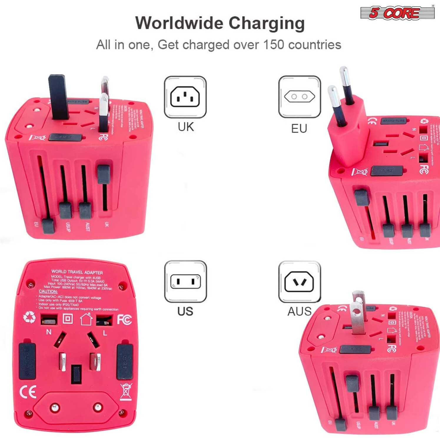 Multi Plug Outlet Extender Power Travel Adapter Wall Plug 3/4 USB Cube Charger UTA R