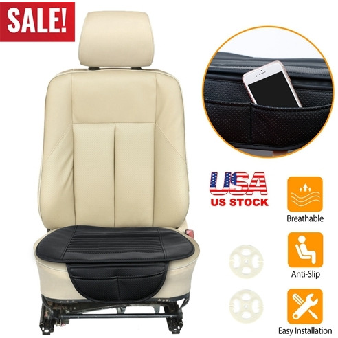 Universal Car Seat Cushion Cover Breathable Car Front Seat Cover Pad Mat Filling Bamboo Charcoal w/ Non-Slip Bottom and Storage Pockets