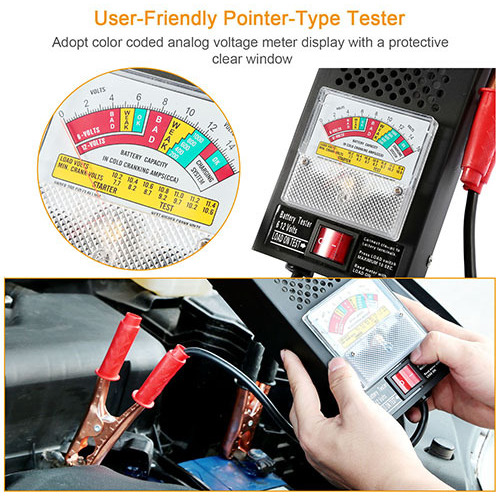 Battery Load Tester 6-12V 100A Battery Tester with Heavy Duty Insulated Copper Clips Carrying Handle for Automotive Repair