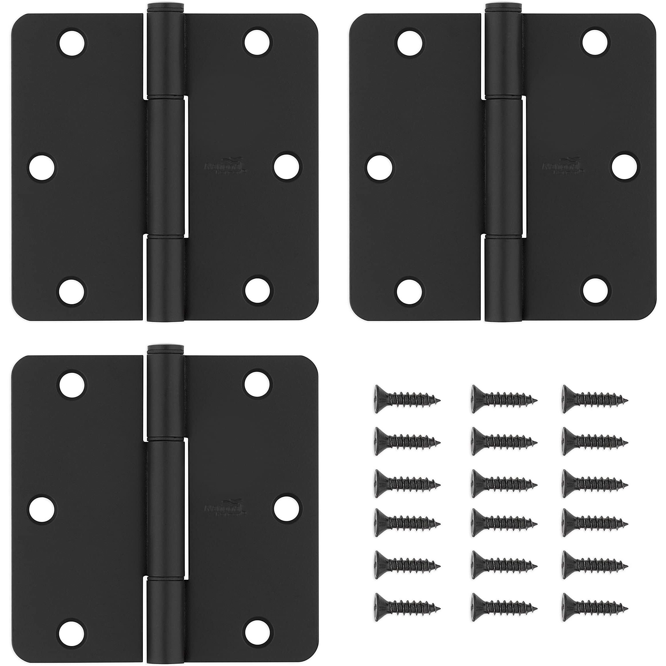 5037163 DOOR HINGE MATTE BLK National Hardware Squeak Guard 3.5 in. L Matte Door Hinge (Pack of 1)