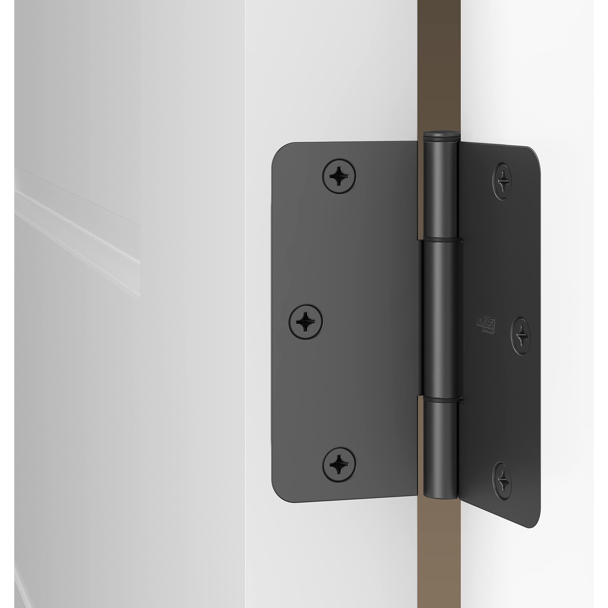 5037163 DOOR HINGE MATTE BLK National Hardware Squeak Guard 3.5 in. L Matte Door Hinge (Pack of 1)