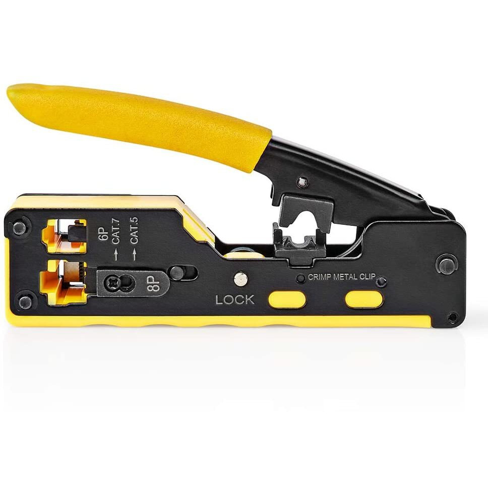 RJ45 Crimp Tool Pass-Through Crimper for Cat6a Cat6 Cat5 Cat5e 8P8C Modular Connector Ethernet All-in-one Wire Tool