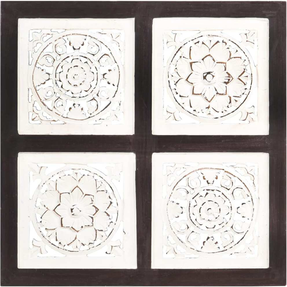 vidaXL Hand-Carved Wall Panel MDF 15.7&quotx15.7&quotx0.6" Brown and White