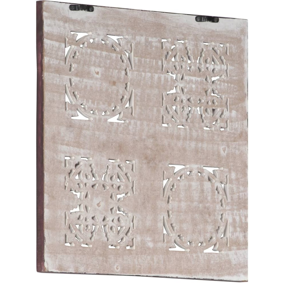 vidaXL Hand-Carved Wall Panel MDF 15.7&quotx15.7&quotx0.6" Brown and White