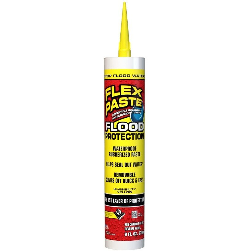 Flex Seal Flex Paste Flood Protection RPSYELR10 - Cartridge Flood Paste Sealant Waterproof Removeable Rubber Yellow Caulking - 9 Fluid Ounces