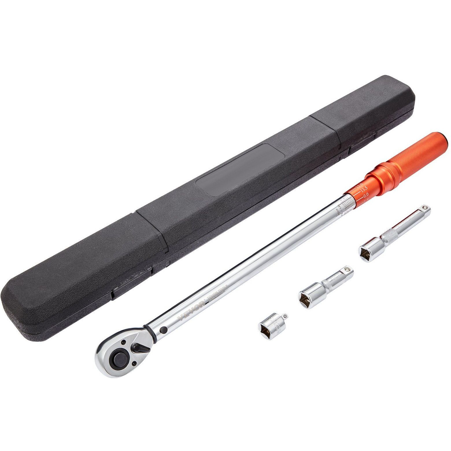 VEVOR Torque Wrench, 1/2-inch Drive Click Torque Wrench 20-250ft.lb/34-340n.m, Dual-Direction Adjustable Torque Wrench Set, Mechanical Dual Range Scales Torque Wrench Kit with Adapters Extension Rod