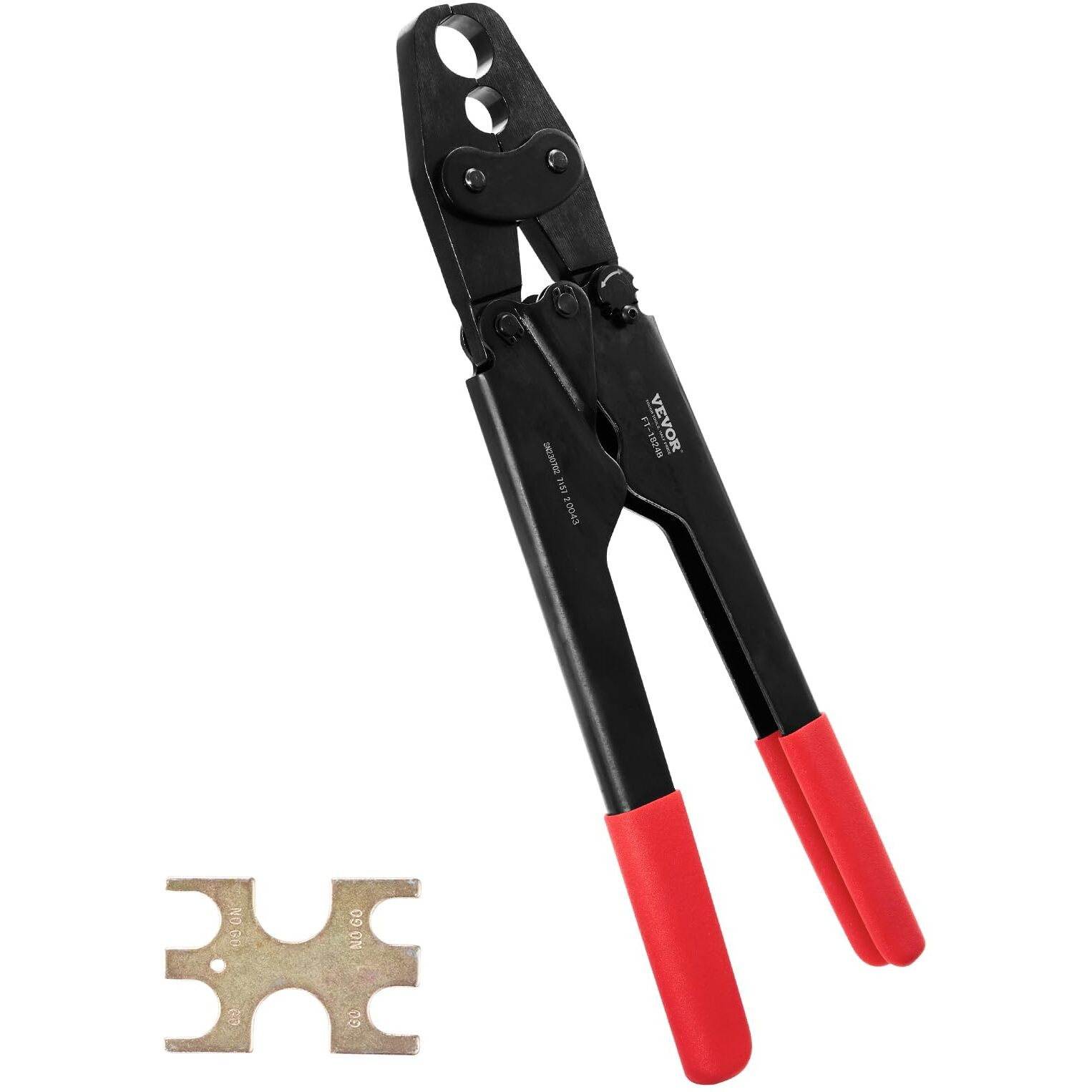 VEVOR PEX Crimping Tool, Dual Head Combo PEX Crimper Tool for 1/2" and 3/4" PEX Copper Crimp Rings, Compact Plumbing Crimp Tool with Go/No-Go Gauge, Well-Polished Jaw, Meets ASTM F1807 Standards