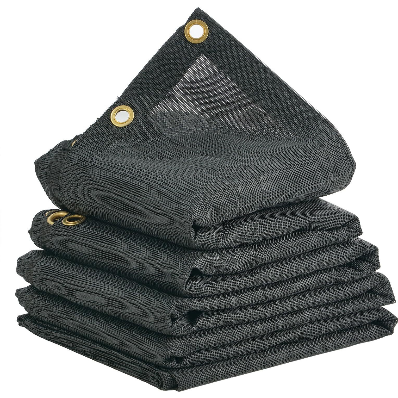 VEVOR Dump Truck Mesh Tarp, 6 x 14 ft, PVC Coated Black Heavy Duty Cover with 5.5" 18oz Double Pocket, Brass Grommets, Reinforced Double Needle Stitch Webbing Fits Manual or Electric Dump Truck System