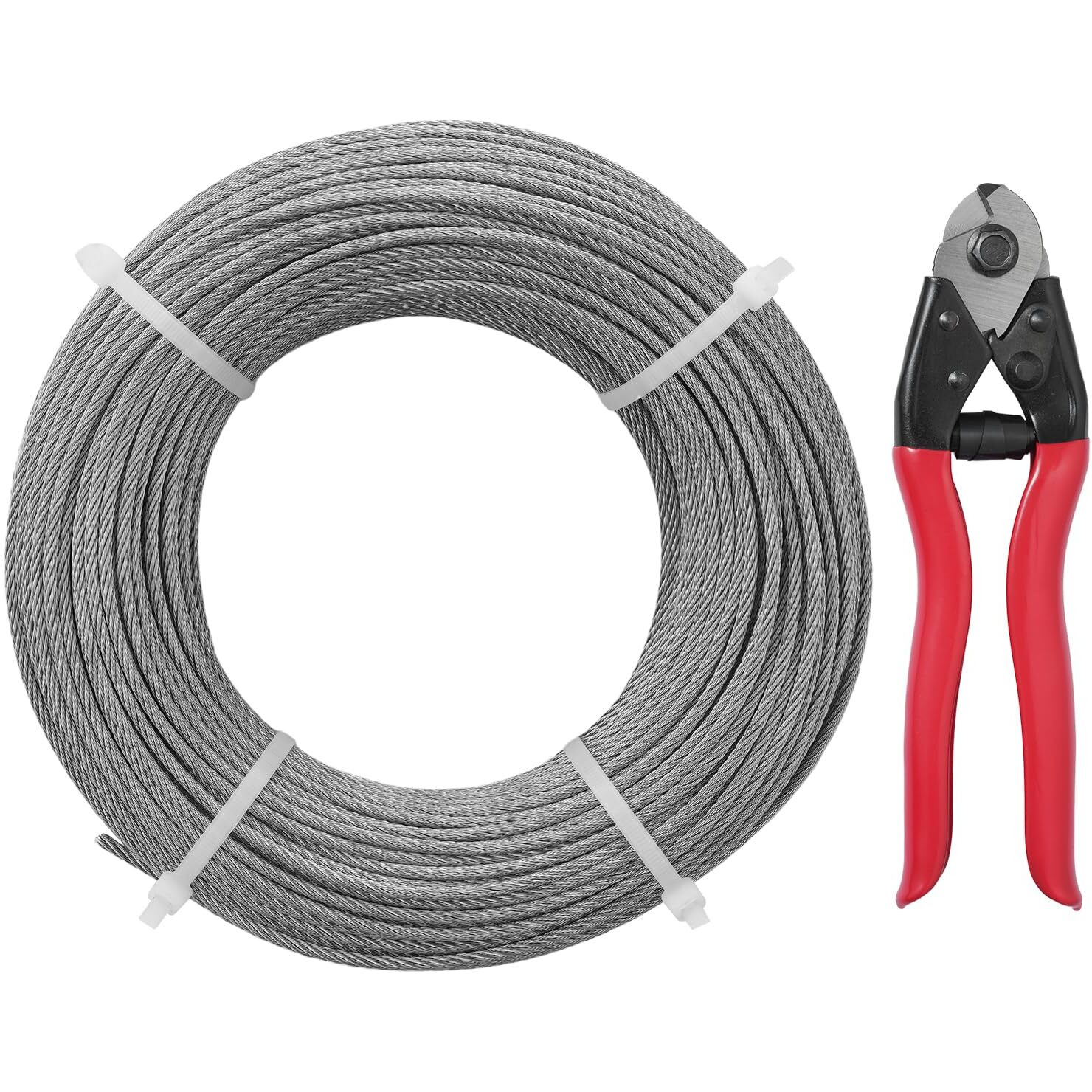 VEVOR T316 Deck Railing Cable, 1/8" Stainless Steel Wire Rope 300 ft with Cutter Kit, 7x7 Strands Construction Marine Aircraft Grade for Handrail Stair Decking Fence Outdoors