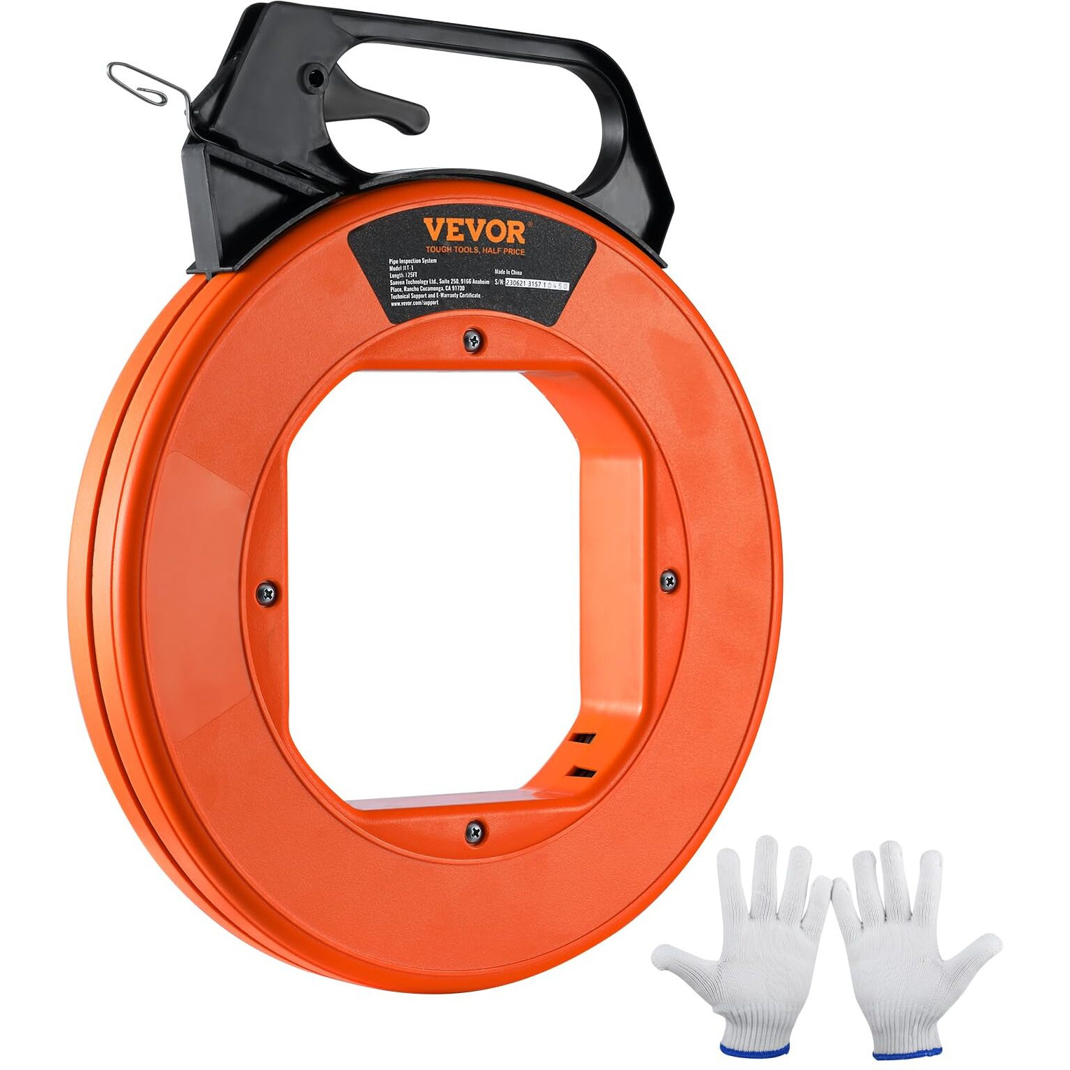 VEVOR Fish Tape, 240-foot, 1/8-inch, Steel Wire Puller with Optimized Housing and Handle, Easy-to-Use Cable Puller Tool, Flexible Wire Fishing Tools for Walls and Electrical Conduit, Non-Conductive