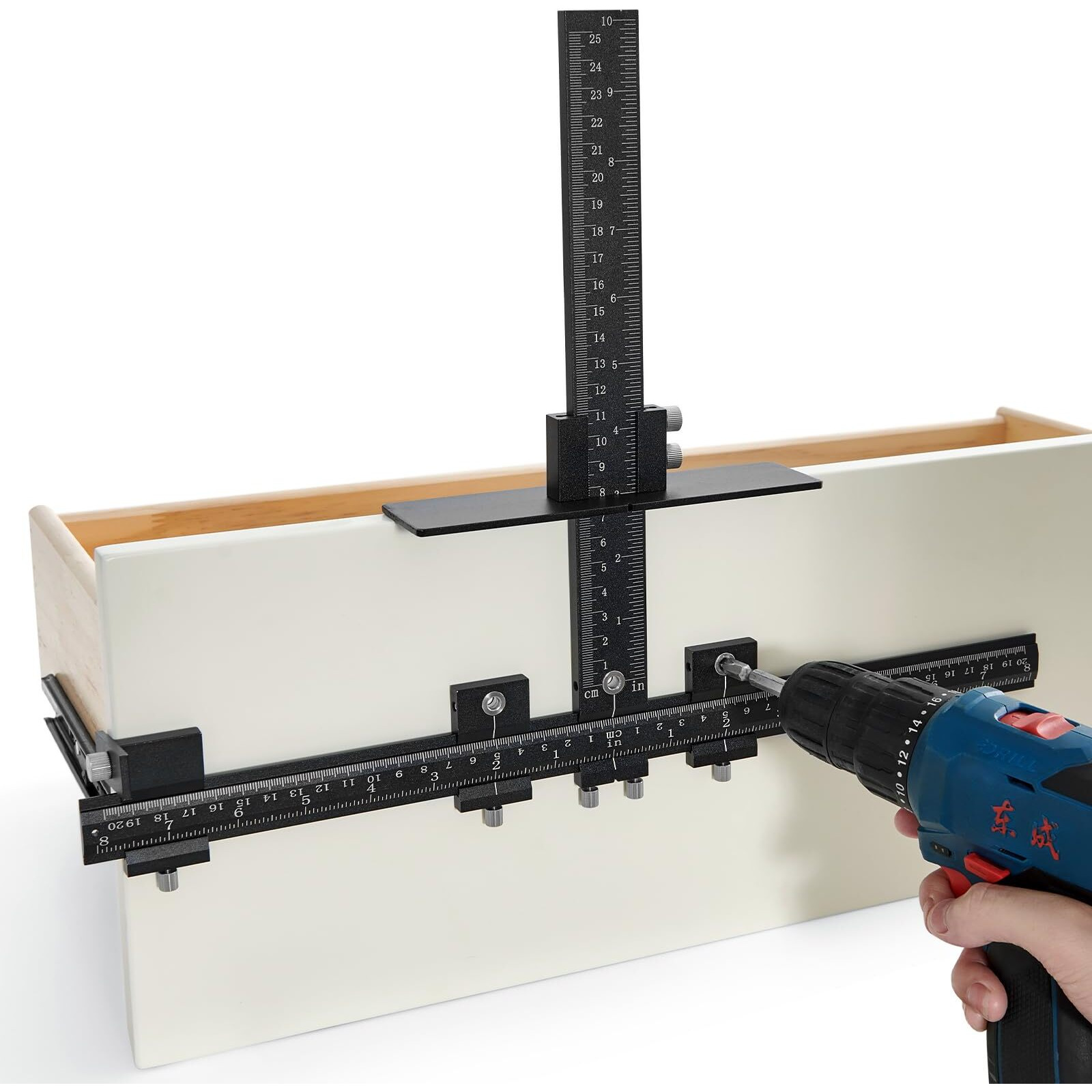 VEVOR Cabinet Hardware Jig, Aluminum Alloy Cabinet Handle Jig with Center Punch, Adjustable Cabinet Hardware Template Tool, for Installation of Door Drawer Front Knobs Handles and Pulls