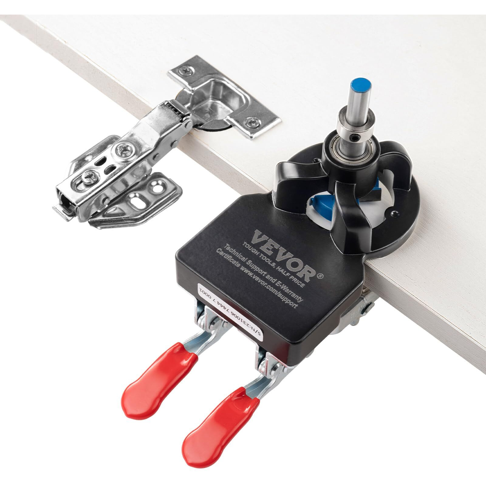 VEVOR 35 mm Concealed Door Hinge Jig, Aluminum Alloy Cabinet Hinge Jig, Accurate Locking Dual Clamp Fixation Hinge Drill Jig with Accessories, Woodworking Tool for Doors Cabinets Hinges Mounting