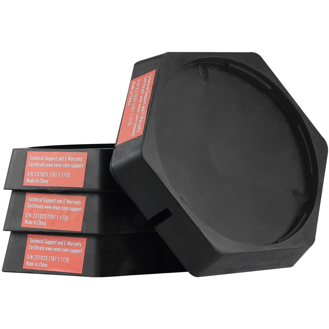 VEVOR RV Leveling Pads, 9 Inch Round Landing Feet, Permanent Attached Jack Stabilizers, Rubber Jack Pads, 5000 lbs Capacity per RV Jack Pad, 5th Wheels, Travel Trailers, Class A/C Motorhomes (4-Pack)
