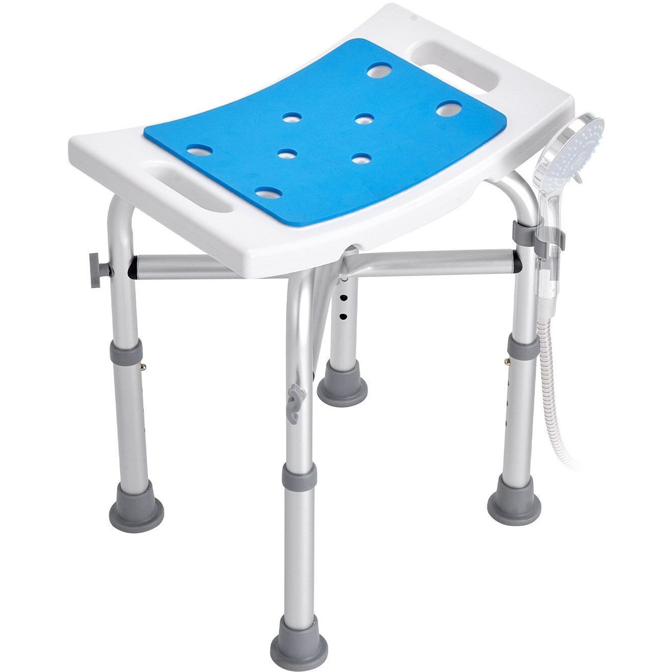 VEVOR Shower Chair for Inside Shower, Adjustable Height Shower Stool with Crossbar Support, Shower Seat for Shower Tub, Non-Slip Bench Bathtub Stool Seat for Elderly Disabled Adults Handicap, 500 lbs