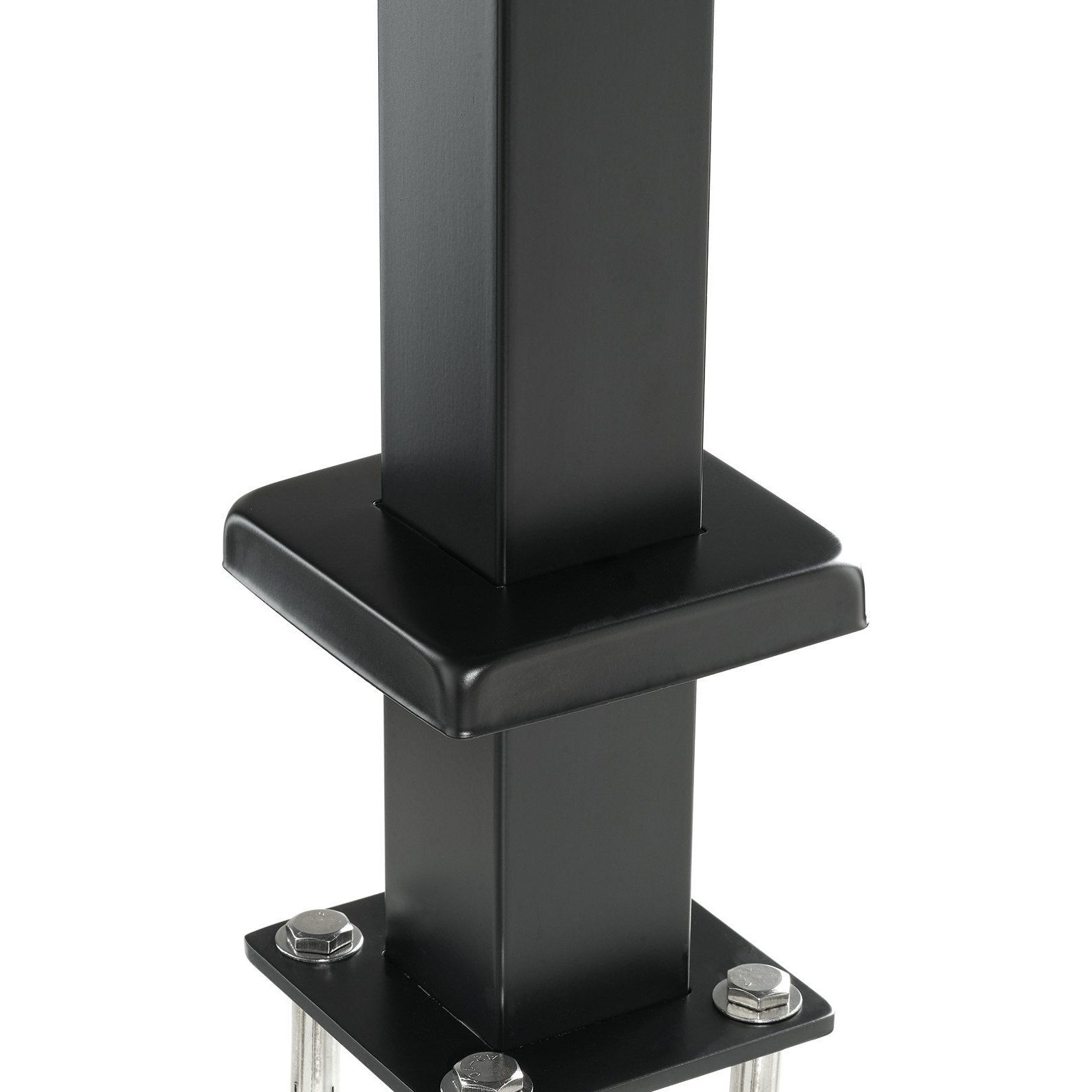 VEVOR Cable Railing Post, 36" x 2" x 2" Steel Level Deck Railing Post Without Holes, SUS304 Stainless Steel Cable Rail Post, Stair Handrail Post with Horizontal and Curved Bracket, 1-Pack, Black