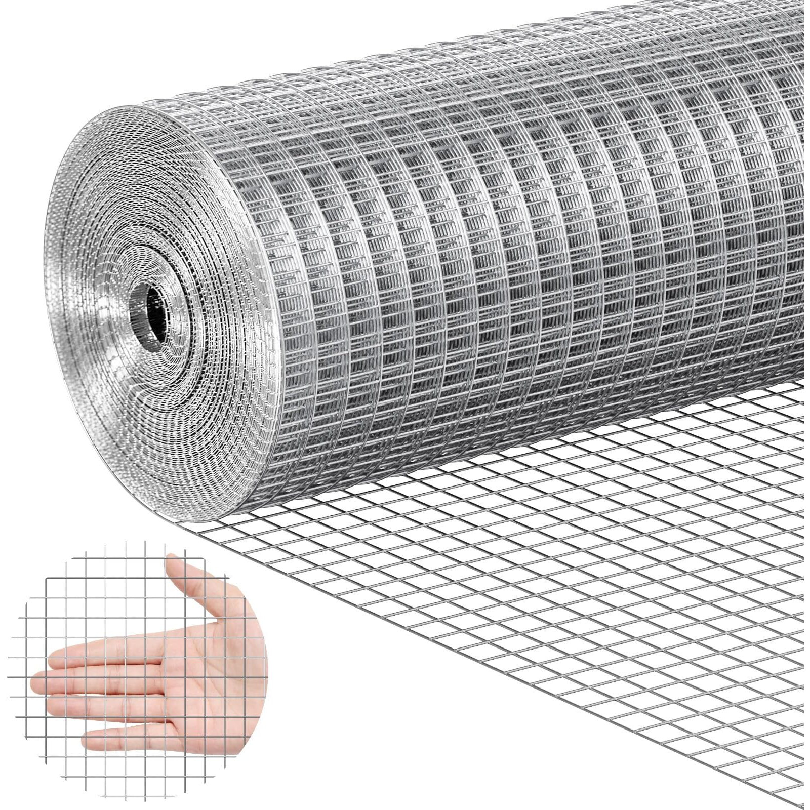 VEVOR Hardware Cloth, 1/2 inch 24in x 25 ft 19 Gauge, Hot Dipped Galvanized Wire Mesh Roll, Chicken Wire Fencing, Wire Mesh for Rabbit Cages, Garden, Small Rodents