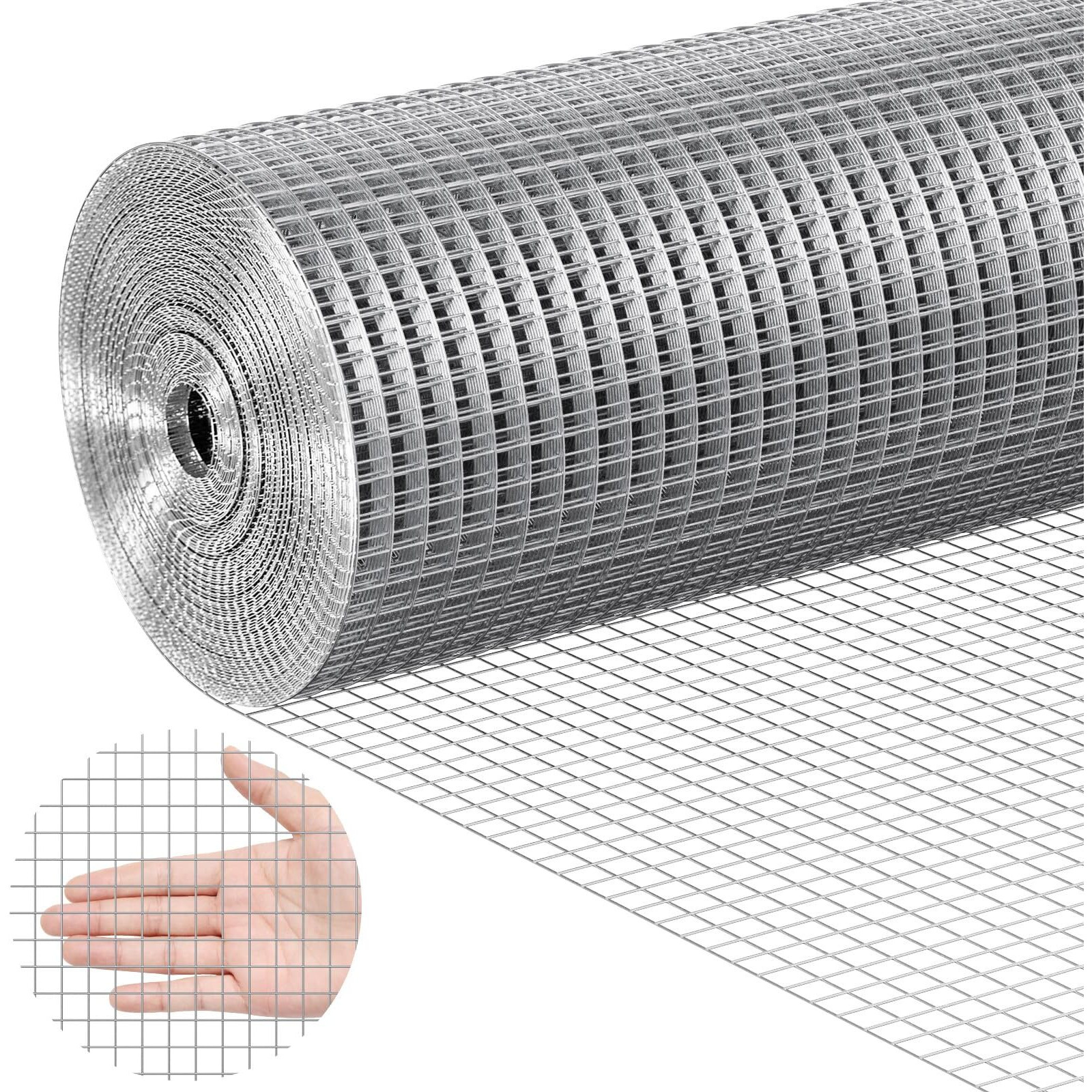 VEVOR Hardware Cloth, 1/2 inch 24in x 50 ft 19 Gauge, Hot Dipped Galvanized Wire Mesh Roll, Chicken Wire Fencing, Wire Mesh for Rabbit Cages, Garden, Small Rodents
