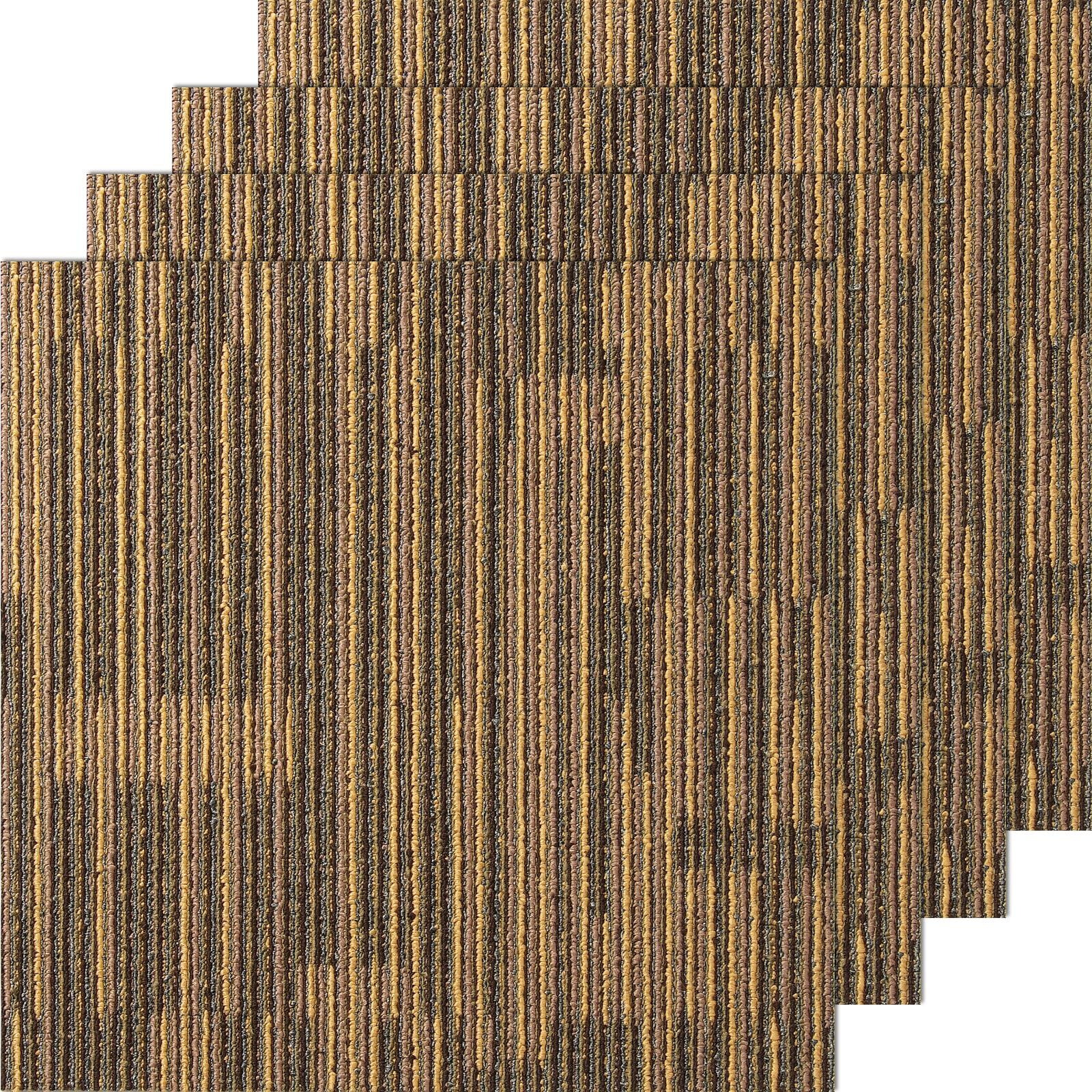 VEVOR Carpet Tiles Reusable, 20&quotx 20&quotCarpet Squares With Padding Attached, Soft Padded Carpet Tiles, Easy Install DIY for Bedroom Living Room (12Tiles, Mixed Brown)