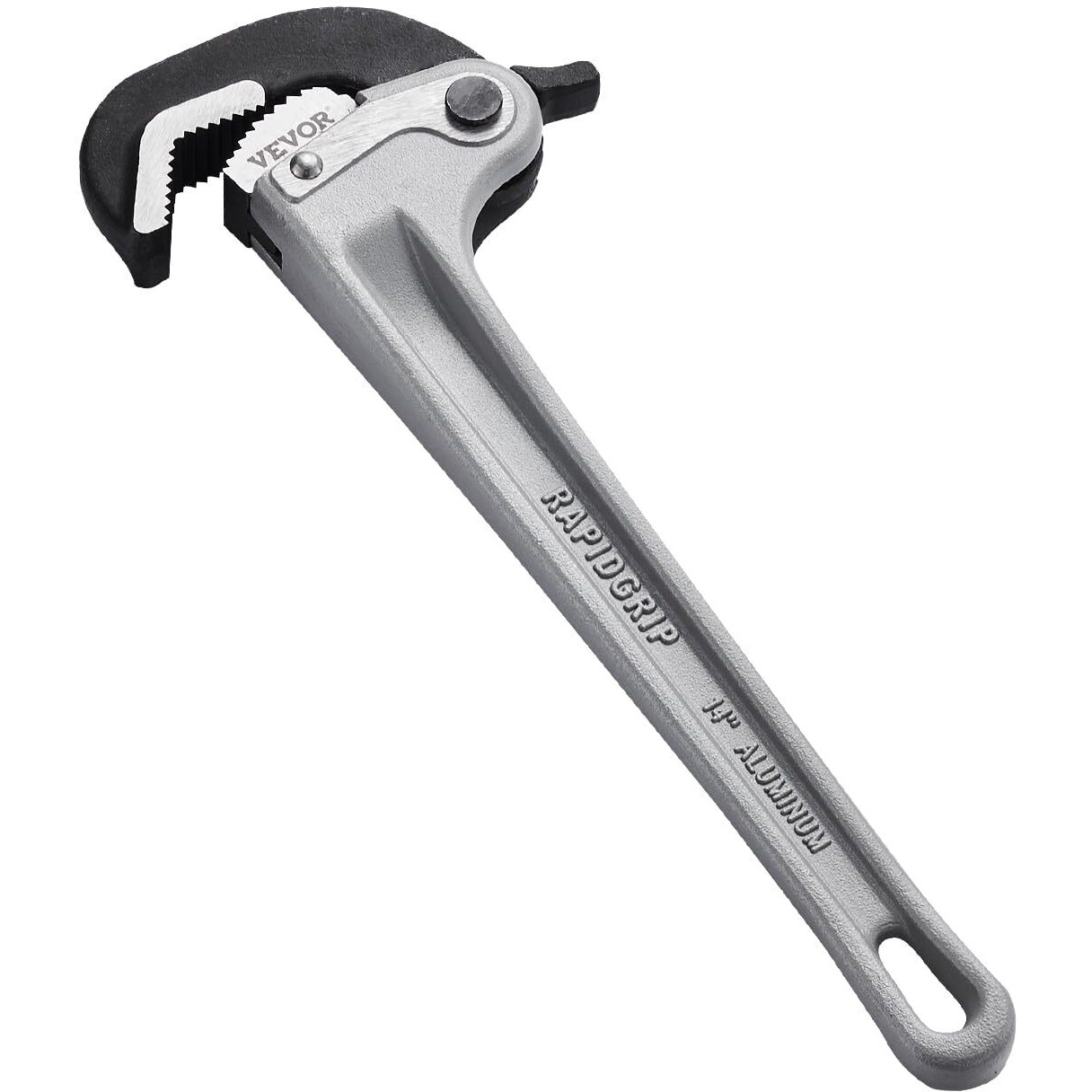 VEVOR Pipe Wrench, 14" Aluminum Straight Pipe Wrench, Automatic Jaw Adjustment, Adjustable Plumbing Wrench, Easy to Carry, Ergonomic Handle, Hangable Design, for Water Pipes, Automotive Repairs