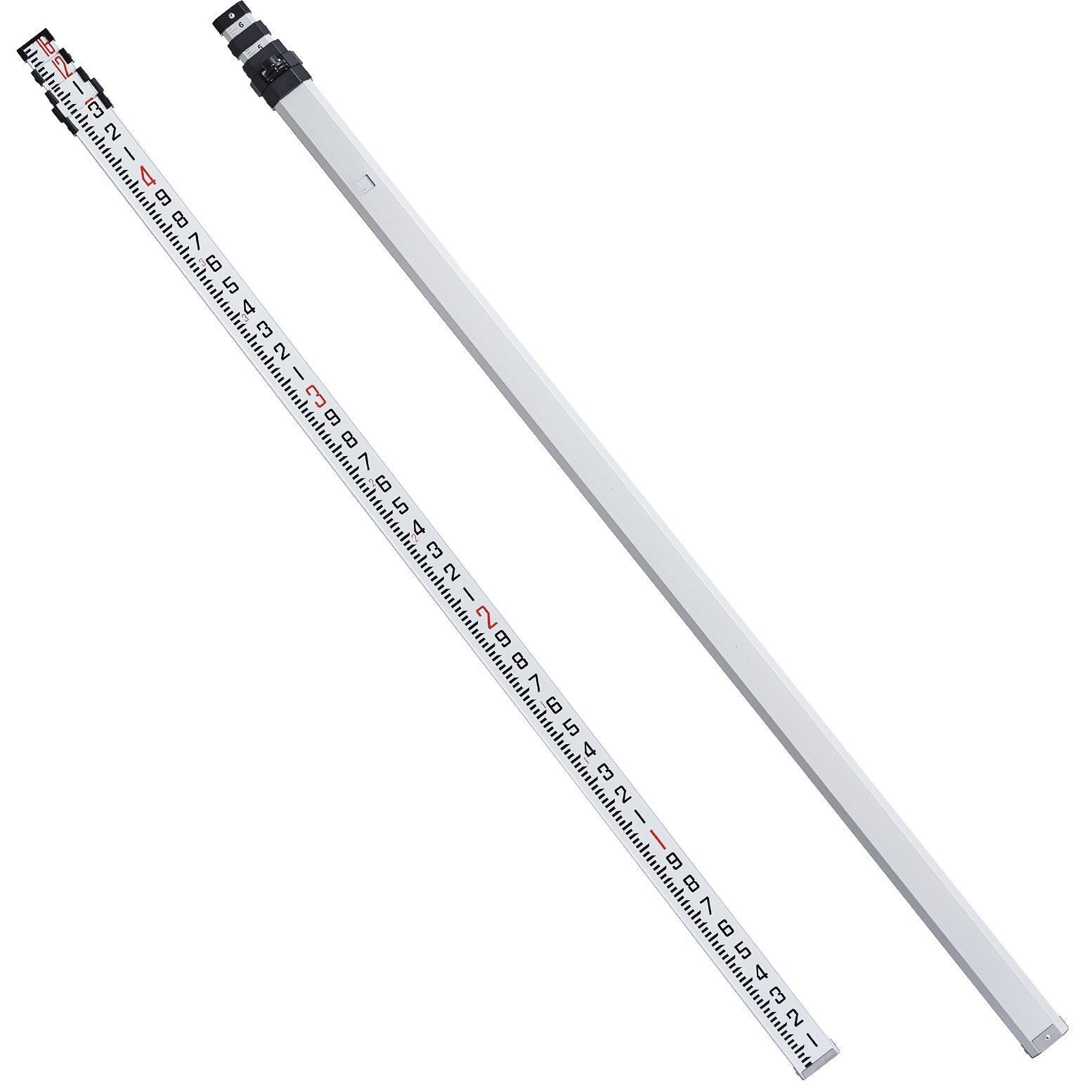 VEVOR Aluminum Grade Rod, 16-Feet/10ths 4 Sections Telescopic Measuring Rod,Double-Sided Scale 1/10ft Leveling Rod Stick,Aluminum Alloy Survey Rod w/ Bubble Level &Carrying Bag for Houses,Walls,Floors