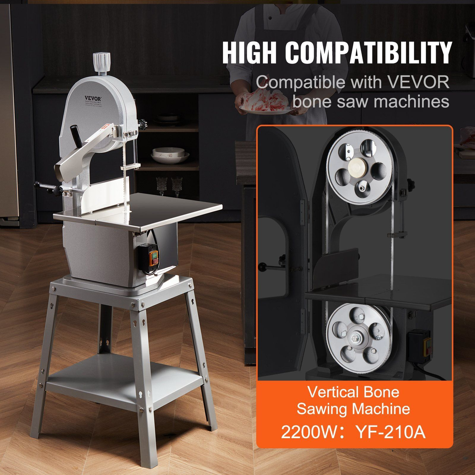 VEVOR Band Saw Blade for Cutting Meat Bone 83.5&quotx0.63&quotx0.02" Carbon Steel 5 PCS