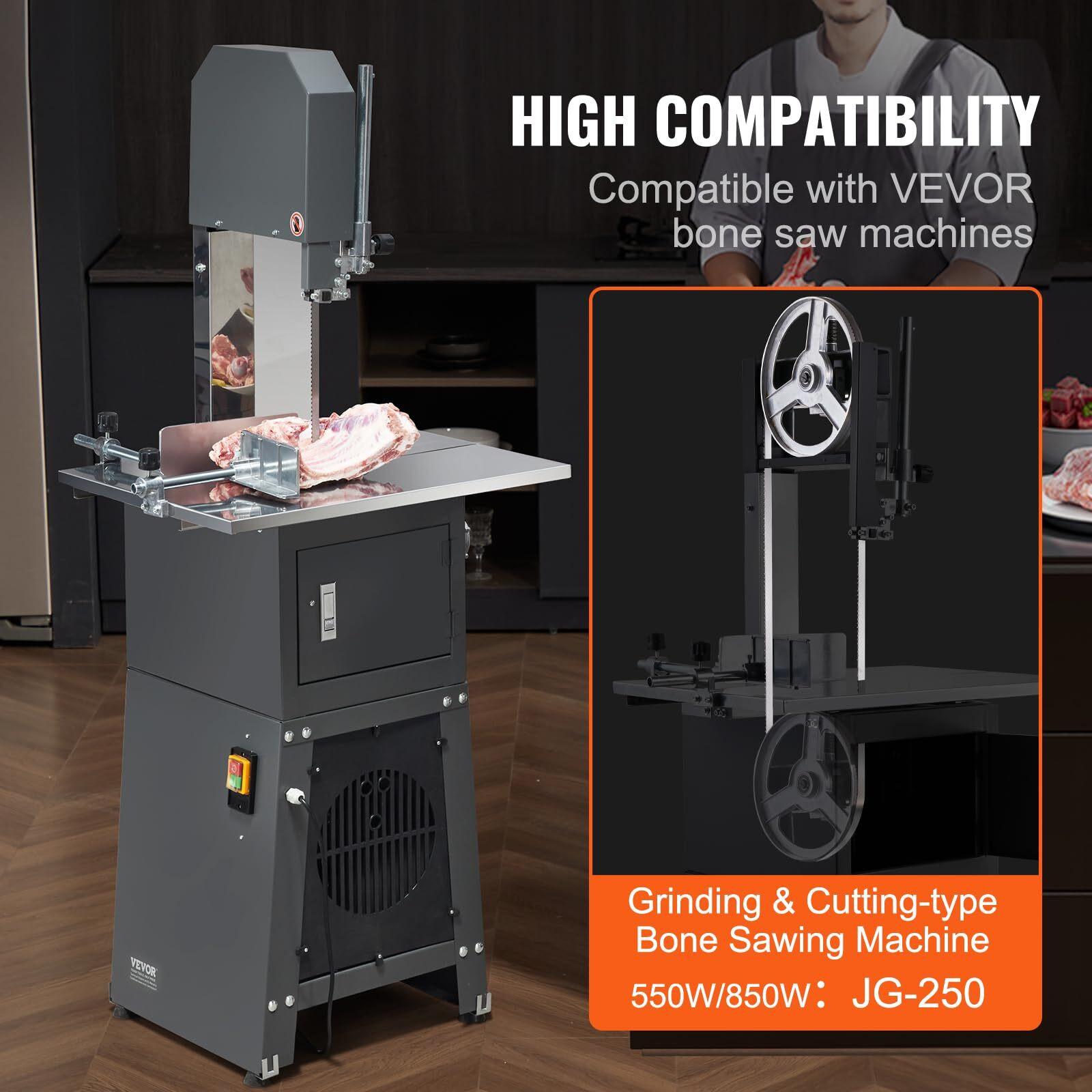 VEVOR Band Saw Blade for Cutting Meat Bone 82.3&quotx0.63&quotx0.02" Carbon Steel 5 PCS